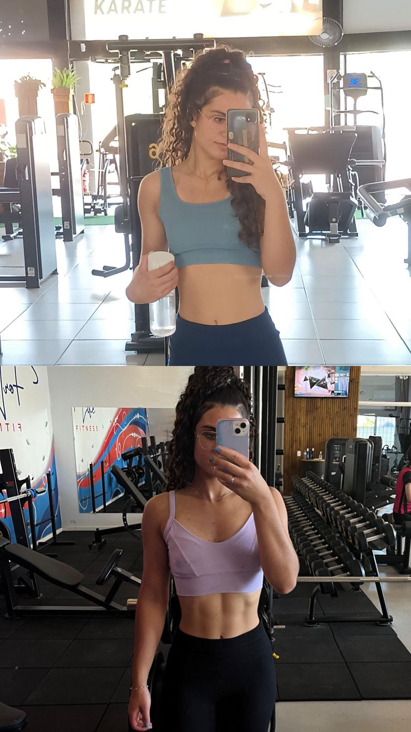 Comparação antes e depois de uma aluna